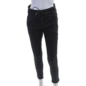 Flog Womens Cotton Textured Animal Print Drawstring Pants Black Size 25